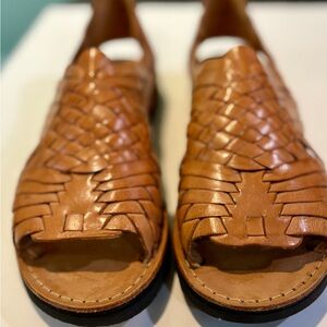 Woven Leather Open-Toe Sandals in Brown Branox Boho Huaraches